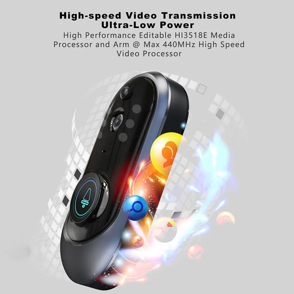

Wireless HD Visual WIFI Doorbell Infrared Night Vision Remote Home Monitoring Intercom APP Control iOS Android Battery Powered