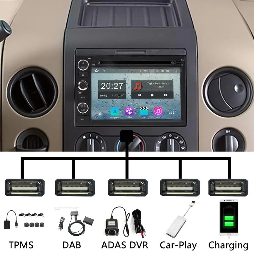 Clearance 5 USB Octa Core Android 9.0 Car DVD Player For Ford F150 F250 F350 F450 F550 2007 2008 2009 2010 2011 2012 2013 2014 Car Radio 1