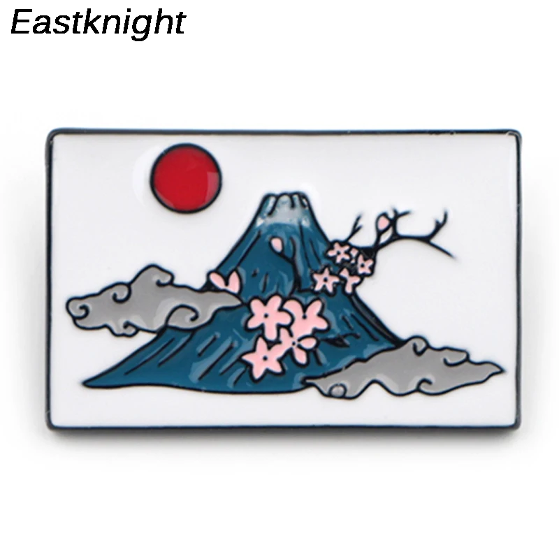 

K302 Mount Fuji Metal Enamel Pin and Brooches for Women Backpack Badge Denim Brooch Collar Brooch Collar Jewelry Gifts 1pcs
