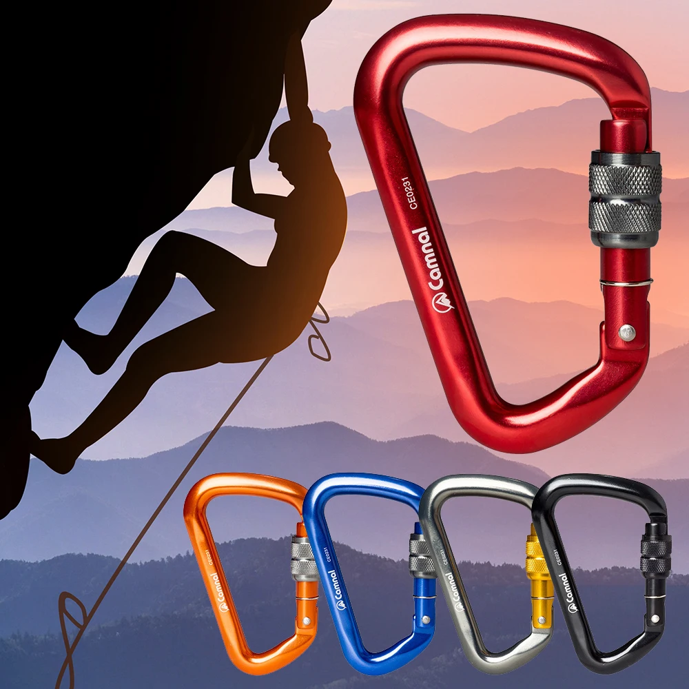 28KN Aluminum Karabiner Climb Clasp Clip D Shape Climbing Carabiner
