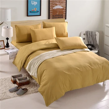 

Solid Color Concise Style Bedding Set Polyester Duvet Cover Bed Sheet Pillowcase Bedclothes Bed Linings Bedroom Bed Decor