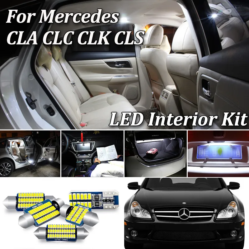 Комплект белого светодиодного интерьера без ошибок для Mercedes Benz CLS CLC CLK CLA Class W218 W219