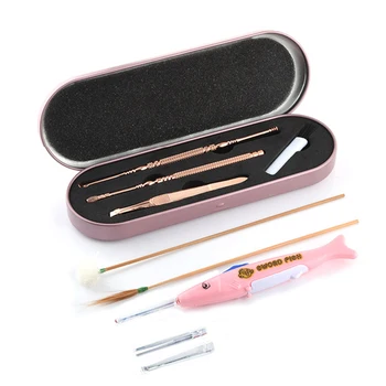 

7pcs/set Flashlight LED Light Ear Cleaner Ear Wax Pickers Spoon Curette Stainless Steel Ear Care cleaning Tool Earwax Remover