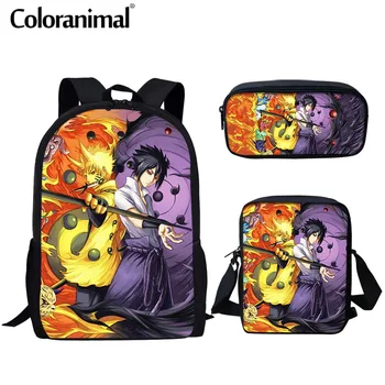 

Coloranimal Naruto vs Sasuke Anime Pattern Teenager Kid School Bag 3Pcs/Set Primary Children School Backpack Rucksack Mochilas
