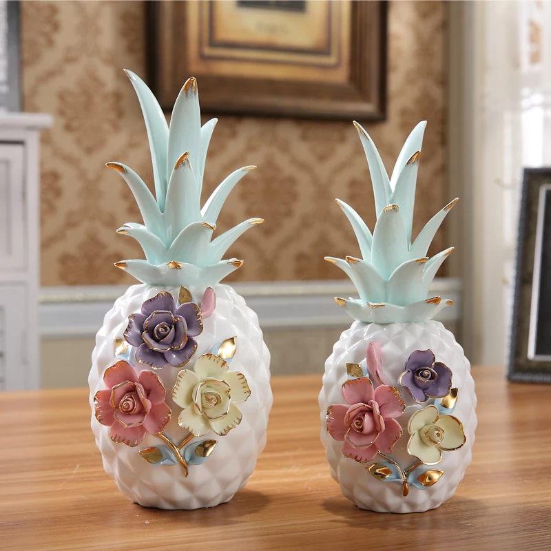 Modern Ceramic Pineapple Decor Fruit Figurines Desk Decoration Fairy