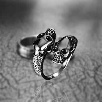 

Fashion Stainless Steel Opening Ring Men Punk Gold Color Skull Rings For Women Men Adjustable Ring Club Party Jewelry Gifts
