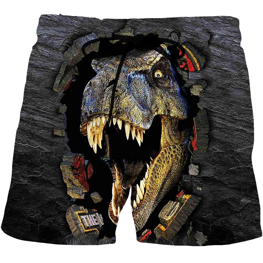 

Tyrannosaurus Graphic Beach Shorts For Men 3D Pattern Dinosaur Boardshorts Men/Women Short Pants