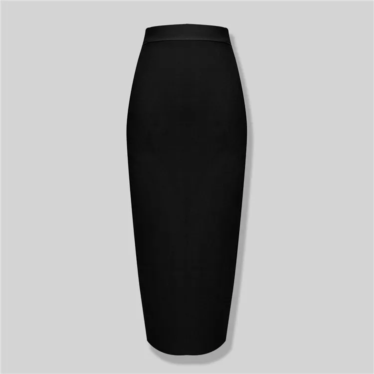 Новая мода 8 цветов размера плюс XL XXL сексуальная длина до колена бандажная юбка Женская эластичная облегающая летняя юбка карандаш 78 см - Цвет: Черный