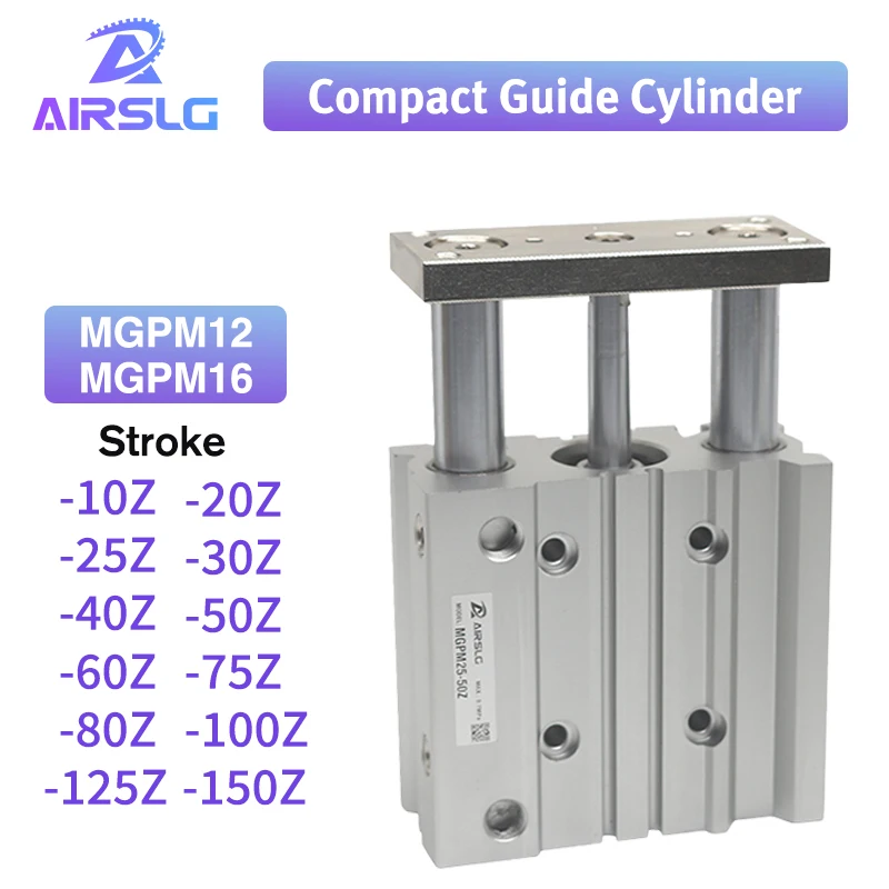 

MGPM MGPL MGPM12 MGPM16 MGPL12 MGPL16 10Z~100Z Stroke Pneumatic cylinder Compact guide cylinderThin Three axisAir with guide rod