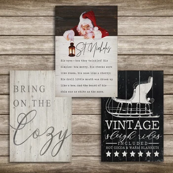 

Vintage Christmas Santa Claus Posters Wall Art Canvas Paintings Festival Decorative Prints Pictures DIY Photo Frame Home Decor