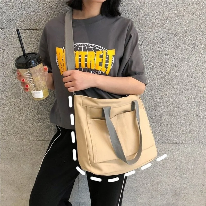 

New Women's Bag Korean Portable Canvas Bag Art Student Messenger Bag Fashion Crossbody Bags for Women