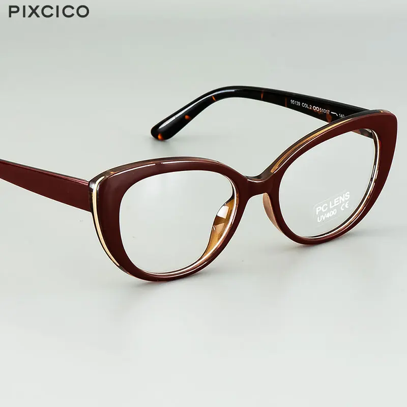 Eyeglasses Frames Eyewear Frames Women Glasses Fashion Eyeglasses Pixcico 45677 Cat Eye Glasses Frames Women Optical Fashion Computer Glasses Customized prescription glasses