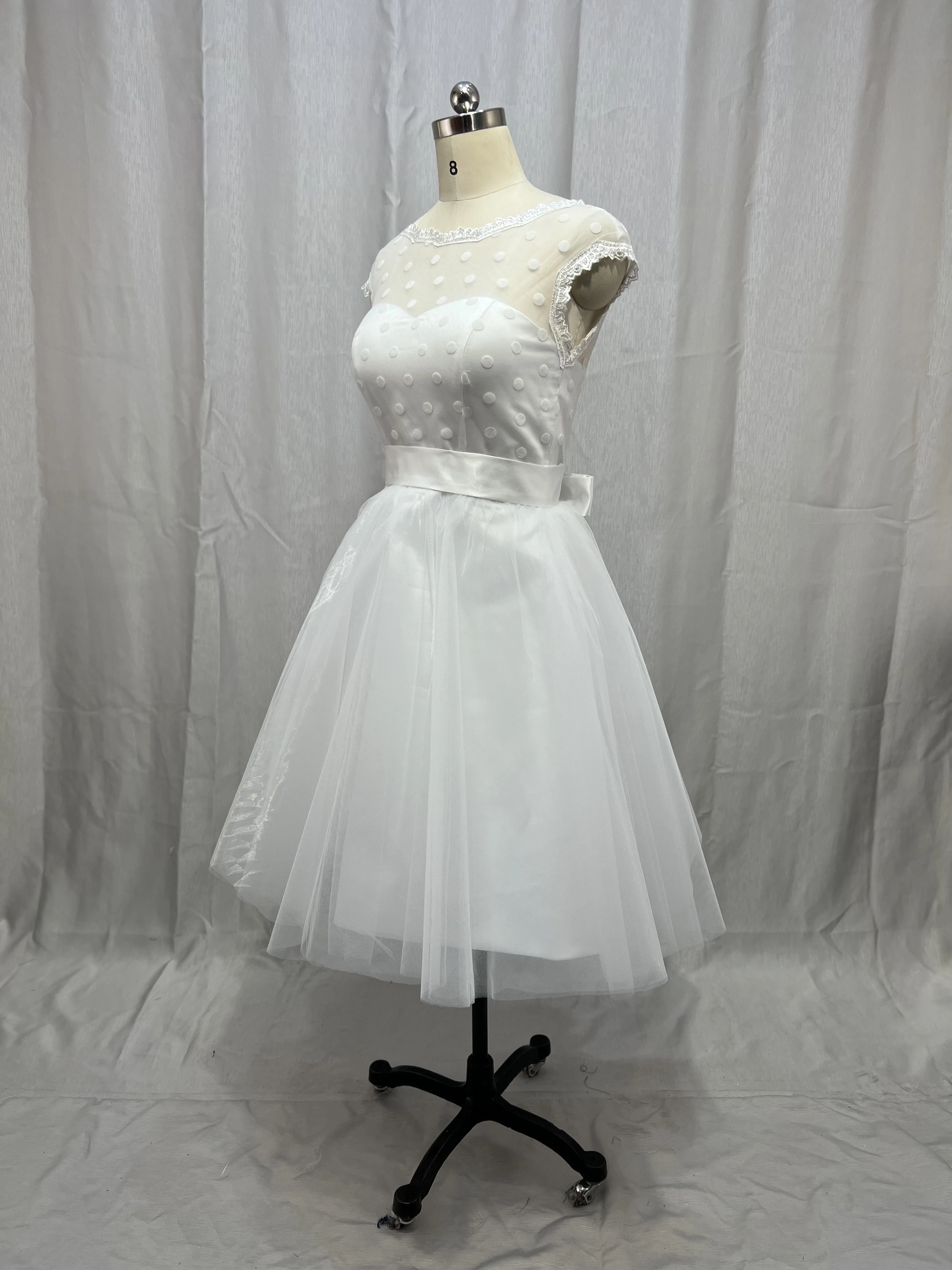Vestido de Novia corto de lunares Vintage personalizado de los