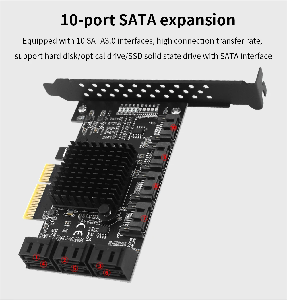 TISHRIC PCI-E SATA Controller Expansion Card - 6/8/10 Ports, ASM1166, PCI SATA3.0 Adapter Description Image.This Product Can Be Found With The Tag Names Adapter, Asm1166 6 ports, Asm1166 sata controller, Expansion card, Pci sata ide controller card
