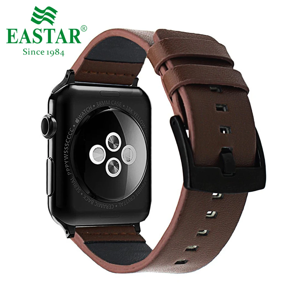Браслет из натуральной кожи для Apple Watch 6 5 4 SE черный ремешок iWatch 42 мм 38 аксессуары
