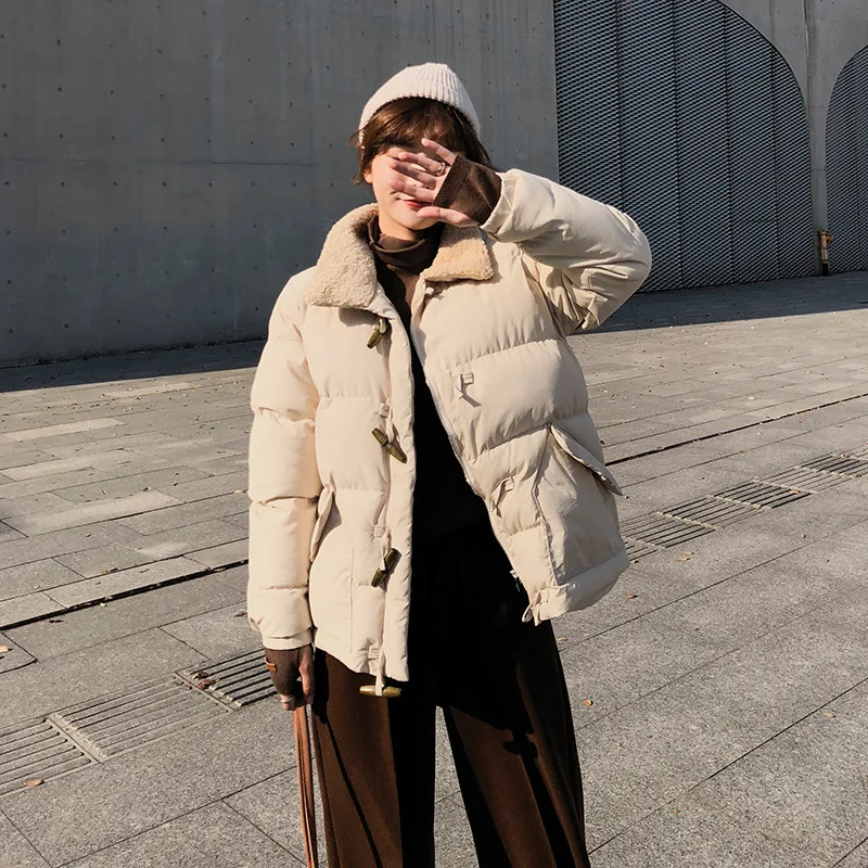 

Cotton-padded Jacket Women's 2018 Winter New Style Korean-style Versatile Casual Toggle Cute A- line Cotton Coat