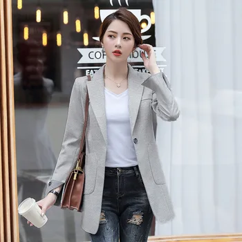 

Women's jacket 2019 autumn new casual fashion temperament slim slimming single buckle small suit women's clothes