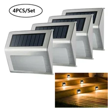 

3 LED Solar Stair Lights Waterproof Outdoor Fence Deck Step Light For Garden Patio Yard Pathway Lighting Decoration Warm White