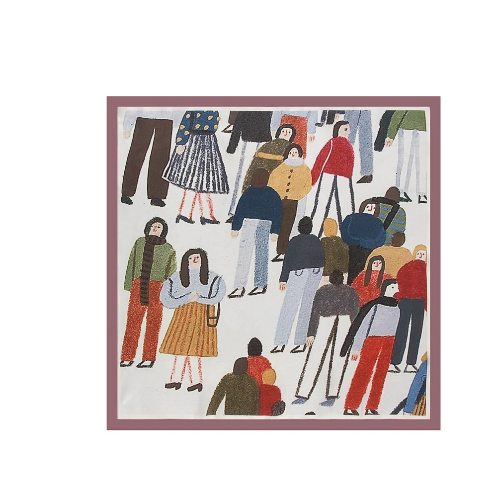 

Scarves for Women Fashion 2020 Digital Printing Simulation Silk Scarf for Ladies Customize Printing Vintage Small Square Scarf