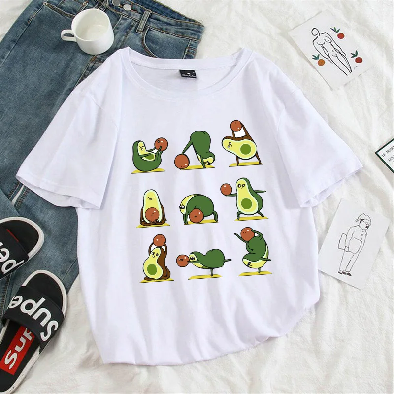 New Avocado Shirt Vegan T Shirt Women Harajuku Kawaii Short Sleeve T-shirt Vogue 90s Korean Style Tshirt Fashion Top Tees Female