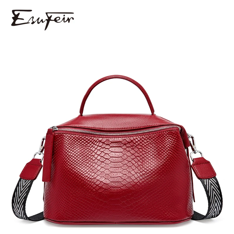 100% Genuine Leather Women Handbag Crocodile Pattern Soft leather Female