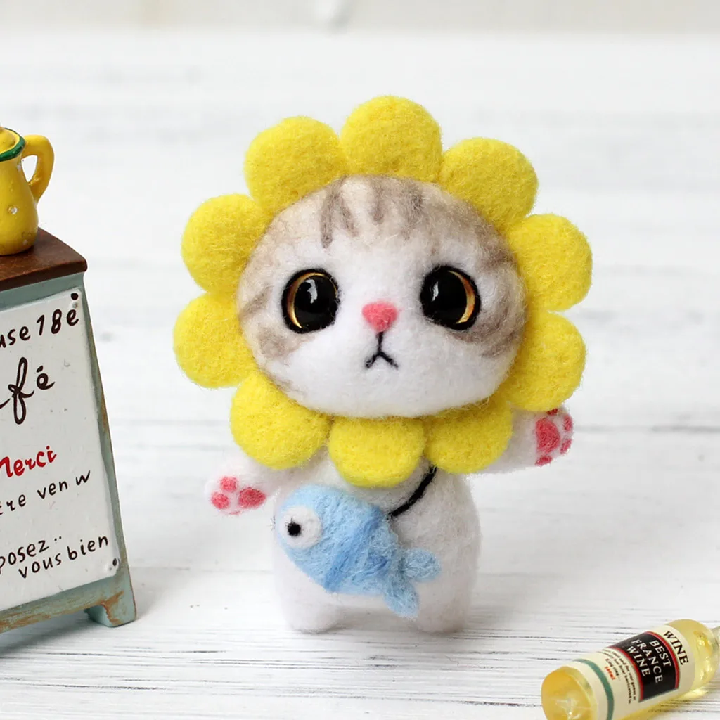 sunflower Кукла Войлок ремесло сделай сам не готовая тыкается набор для рукоделия пакет для игл-капля - Цвет: sunflower