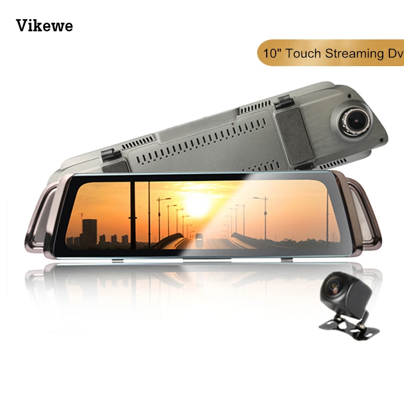 Vikewe, 10 дюймов, Автомобильный видеорегистратор, зеркало, FHD, 1080 P, видеорегистратор, автомобильная камера, двойной объектив, с камерой заднего вида, авто Регистратор