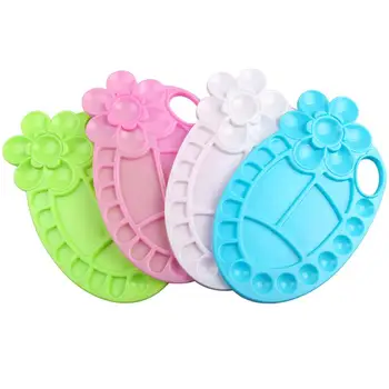 

4pcs Portable Painting Tray Classification Feet Shaped Drawing Tray Color Mixer for Kids DIY Craft Art Painting (Random Color)