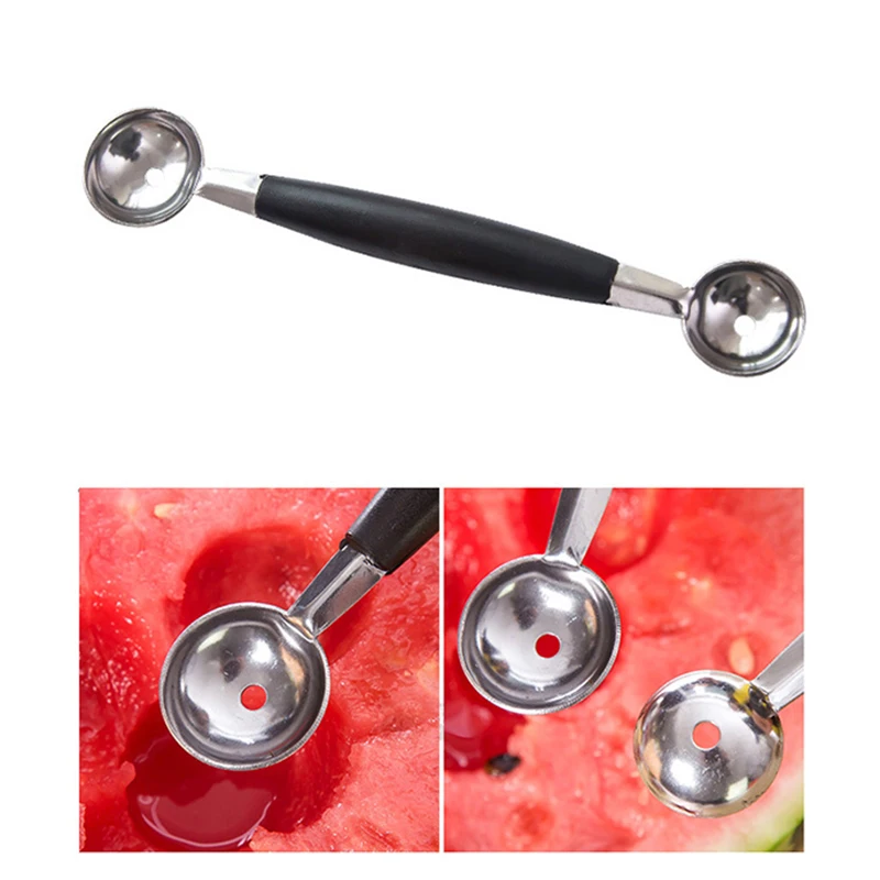 Stainless Steel Double-headed Watermelon Pitaya Spoon Dig Ball Fruit Ice Cream Spoon Cook Tool GHMY
