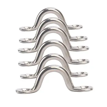 

Pack of 6 Stainless Steel Bimini Boat Top PAD EYE , Eye Straps, Tie Down, Kayak Deck Loops, Tie Down Anchor Point, footman's loo