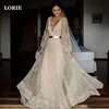 LORIE Glitter Lace Wedding Dress A Line V Neck Boho Bride Dress Puff Sleeve Wedding Gowns Vestidos de novia Backless ► Photo 1/6