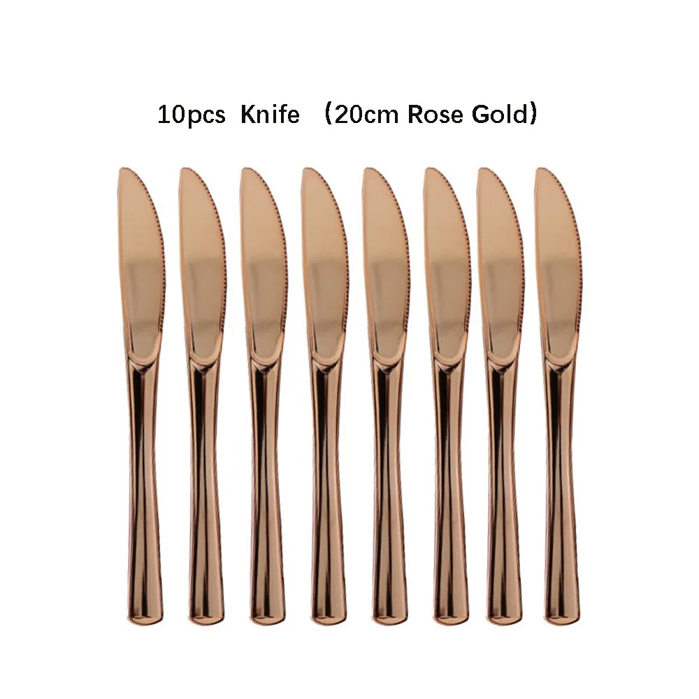 Description Picture 6 of itemRose Gold Disposable Knife Fork Spoon Cutlery Set Disposable Tableware Birthday Party Decorations Wedding Baby Shower Supplies