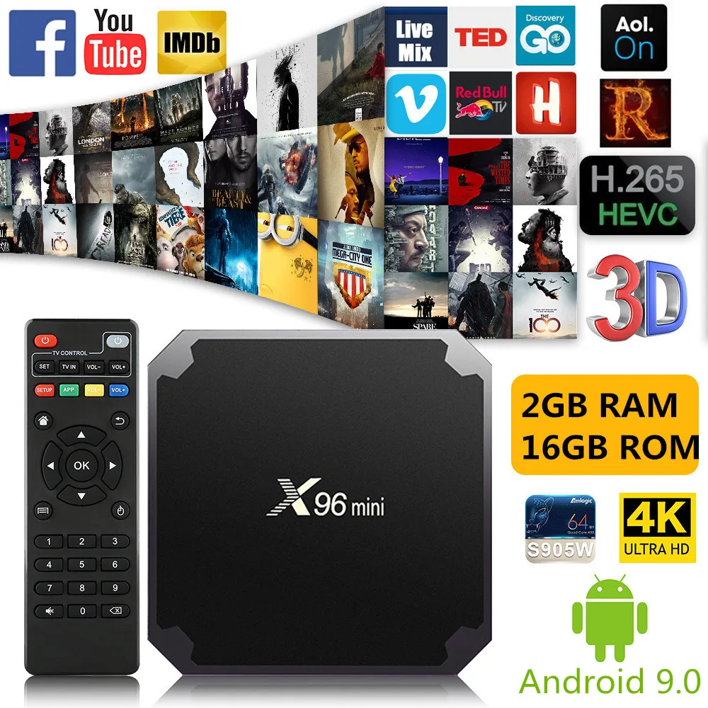 X96 Мини ТВ приставка на базе Android BOX X96mini Android 7,1 Smart tv Box 2 Гб 16 Гб Amlogic S905W четырехъядерный 2,4 ГГц WiFi телеприставка медиаплеер