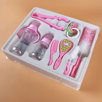 

Newborn Baby Food Feeding Kit Bottle Teether Pacifier Bottle Storage Box Bottle Clip Tool Set Feeding Gifts 8pcs/set