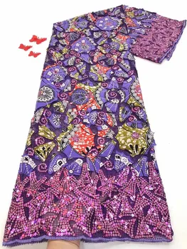 

High Quality purple sequins African Lace Fabric Popular Style French Mesh Lace Fabric For Nigerian Wedding Party FDC1025