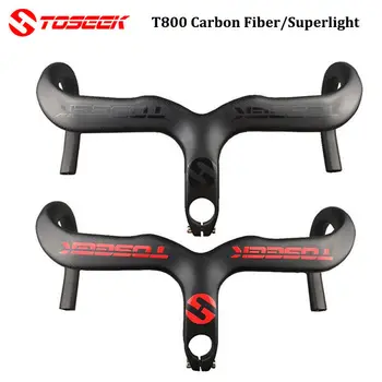 

TOSEEK Carbon Handlebar Road Bicycle Integrated Handlebar Stem Drop Bike Bar Super Light 400/420/440mm Cycling Parts Road Bike