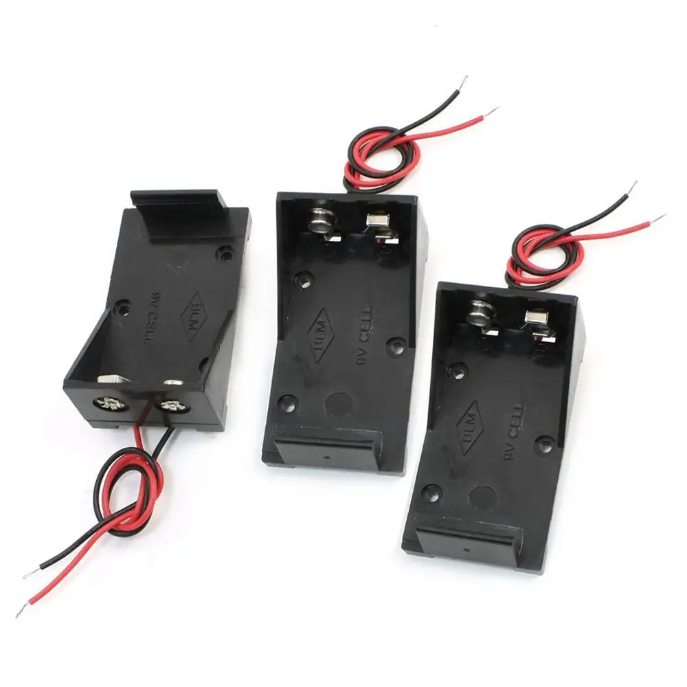 

Single Slot 1 x 9V Cell Battery Spring Clip Holder Case Storage Box Container with Wire Leads DIY