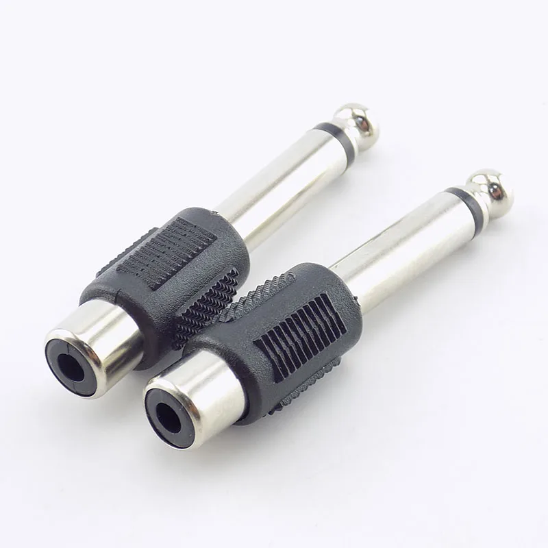 4pcs RCA/AV Female Jack to 6.35mm Male Plug to RCA Female Audio Adapters Connectors Plugs for DIY FM Microphone H10