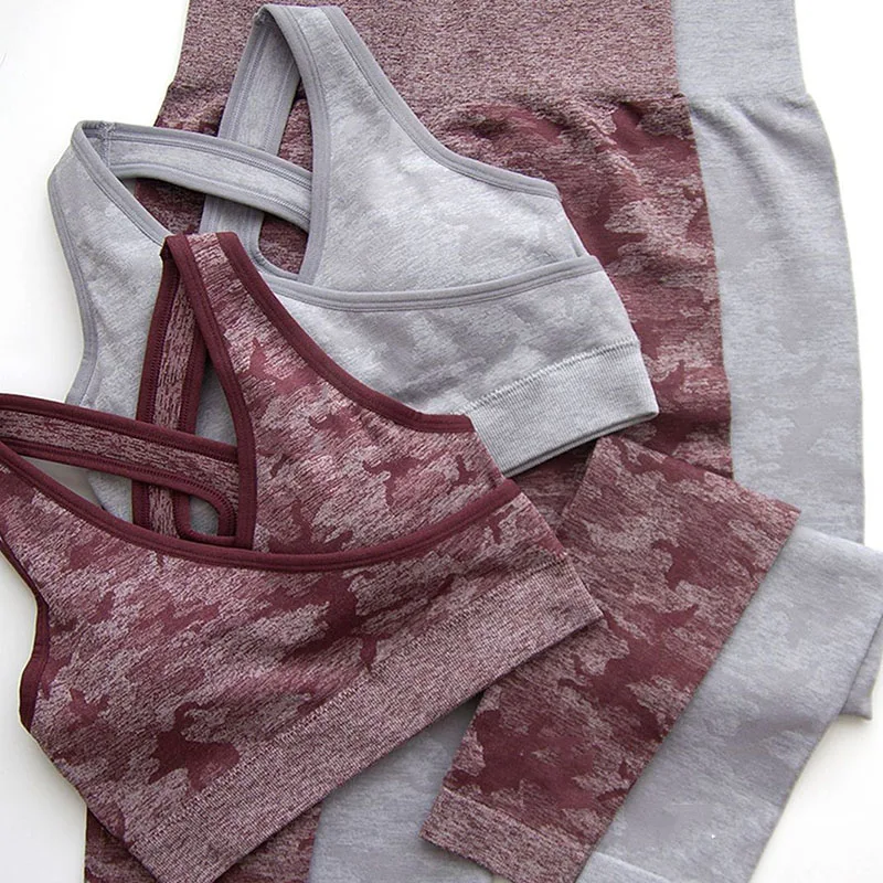 

New Colors 2PCS Camouflage Camo Yoga Set For Women Gym Fitness Clothing Booty Yoga Leggings+Sport Bra GYM Sport Suit Sports Wear