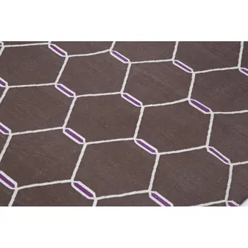 

112x167 Cm Brown Handmade Dhurrie Rug-4x5 Ft