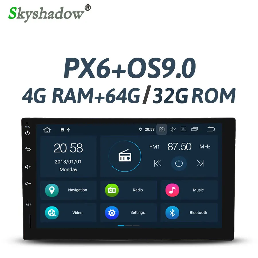 PX6 DSP Android 9,0 4 Гб ОЗУ 32 Гб ПЗУ 6 ядерный Автомобильный мультимедийный плеер 2 Din для универсального RDS радио gps карта Bluetooth wifi OBD tv