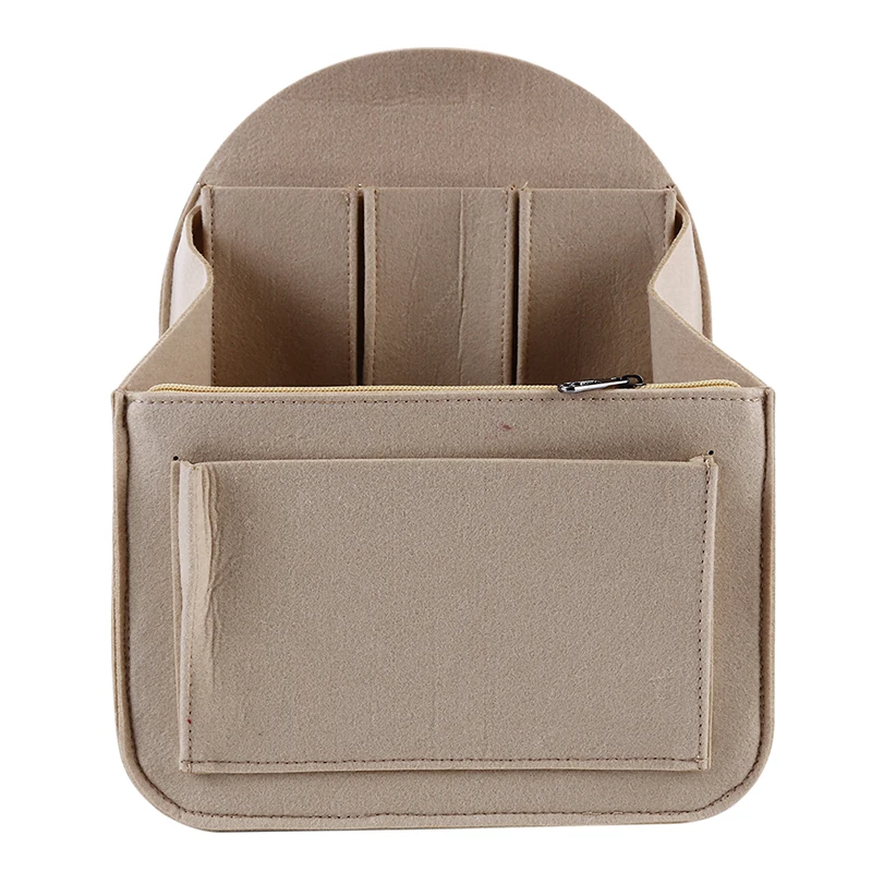 beige Large Мод Девушки, войлочная Сумочка для макияжа, косметичка Сумка Для женщин вставка путешествия Органайзер сумка в сумке для Make Up Чехол женская косметичка - Цвет: beige Large