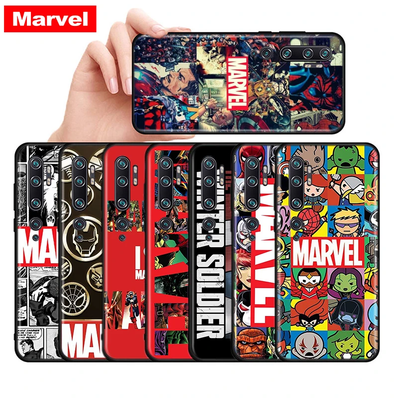 Силиконовый черный чехол с принтами &quotMarvel&quot &quotмстители&quot логотипом для Xiaomi Mi