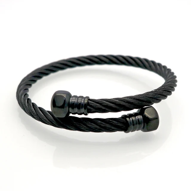 Set 3 Bracciali Rigidi Uomo - Acciaio Inox Argento/Oro/Nero Con Numeri Romani, Regolabili