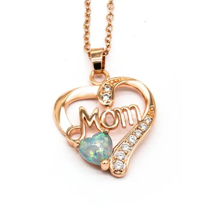 Новое поступление, персонализированное ожерелье с надписью «мама», Радужное Cz инициалы, большой алфавит, длинное женское великолепное ювелирное изделие KN069 - Окраска металла: Blue-Rose Gold