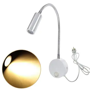 

efond 3w Wall Mounted Reading Light Flexible Gooseneck Led Sconce Lamp With Plug & Switch For Bedroom, Office, Workbench, Studi