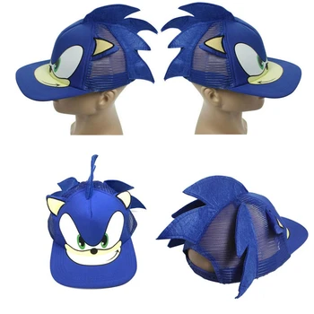 

Anime New Sonic hat The Hedgehog Cartoon Baseball cap Hip Pop Hat Cap Blue For Boys Sonic Hot Selling Cosplay party gifts Toys