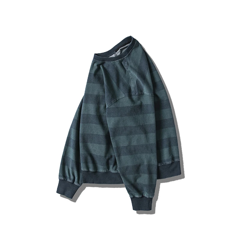 2019 Men's Spring New Casual Stripes Hit Color Round Neck Long-sleeved Hoodies Loose Temperament Tide Cotton Harajuku