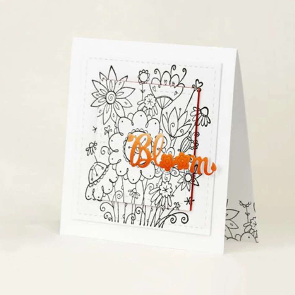 

YaMinSanNiO English Word Dies Bloom Metal Cutting Dies Stencils For DIY Scrapbooking Paper Card Decor Craft Embossing Die Cuts