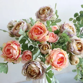 

2 Heads Silk Peony Artificial Royal Lotus Peony Flower Branch for Wedding Home Party Decortaion Fake Flower Faux Flowers